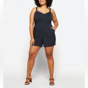 NWT 41 Hawthorne Navy Scalloped Romper